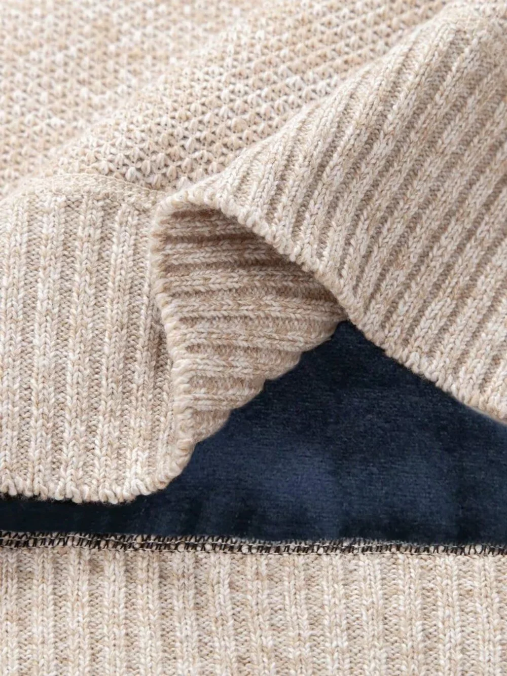 Apricot Casual Men's Turtleneck Long Sleeve Knit Sweater Pullover